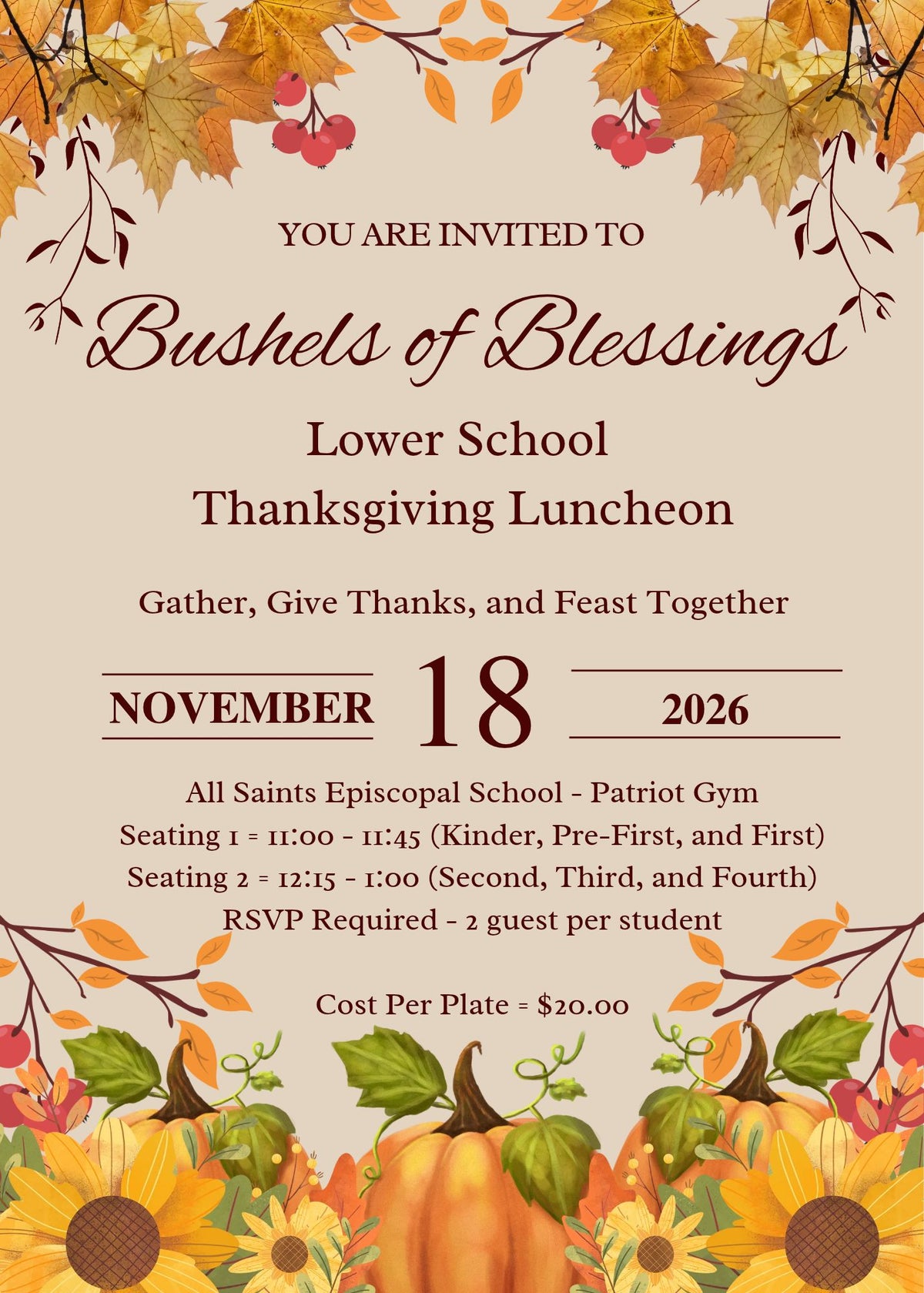 Bushel of Blessings Lunch