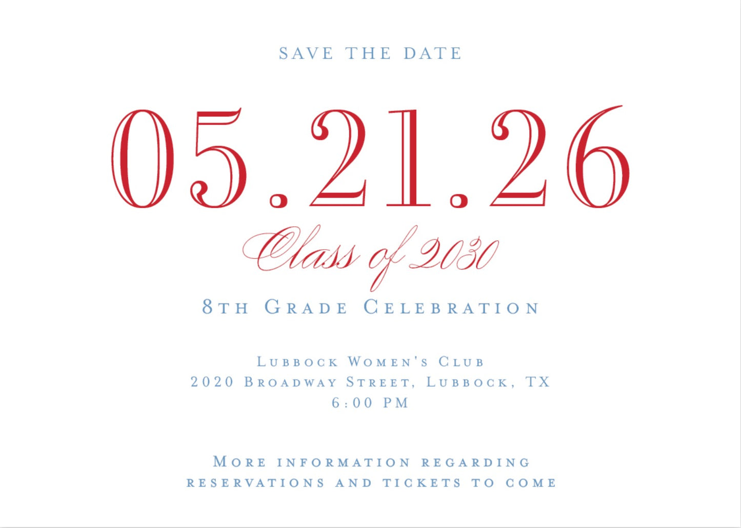8th Grade Celebration Ticket